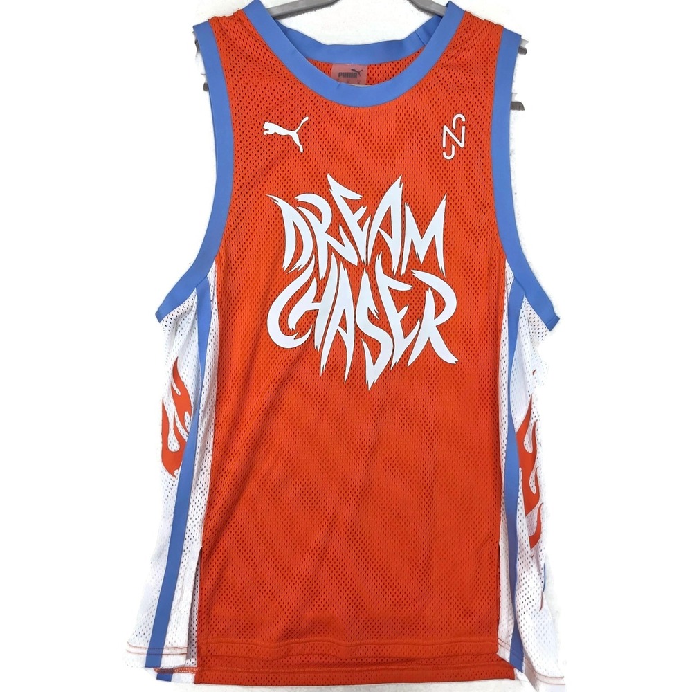 Puma Jersey‎ Mens Medium Orange Dream Chaser Neymar Jr 10 Soccer Tank Flames